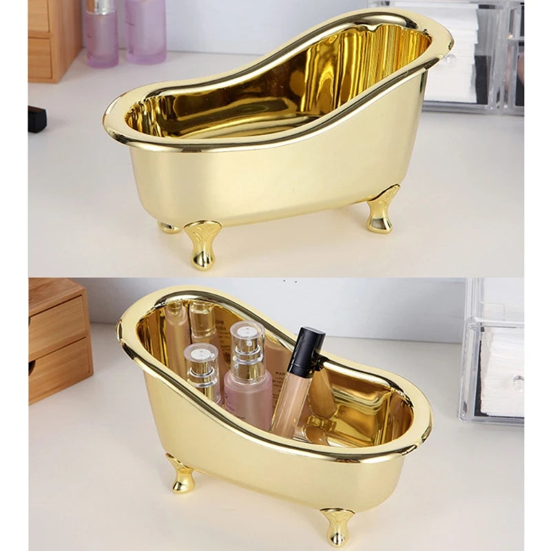 Golden Bathtub Shaped Cosmetic Case