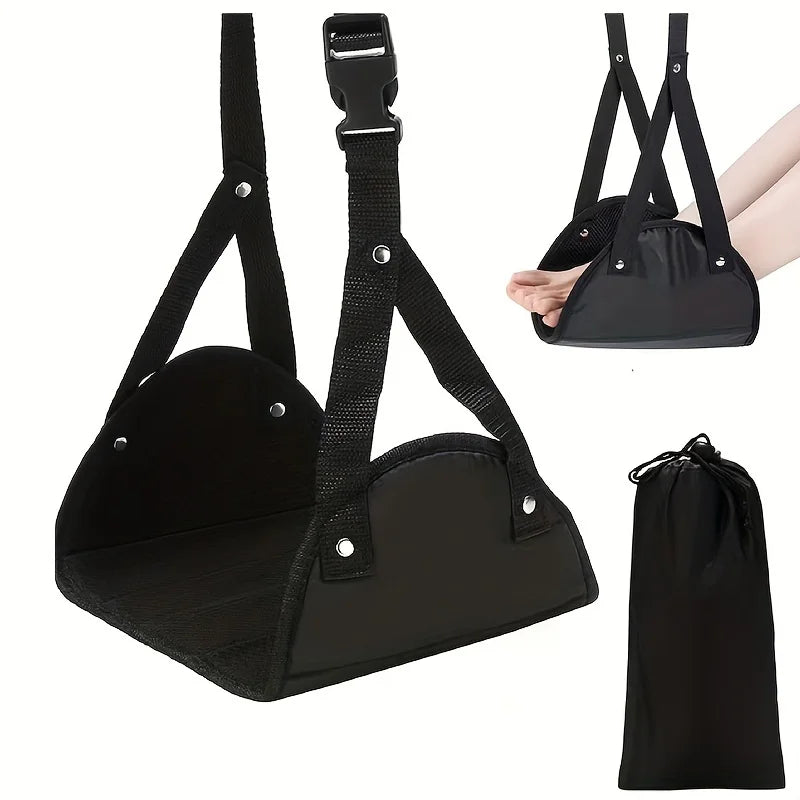 Airplane Footrest With Adjustable Strap