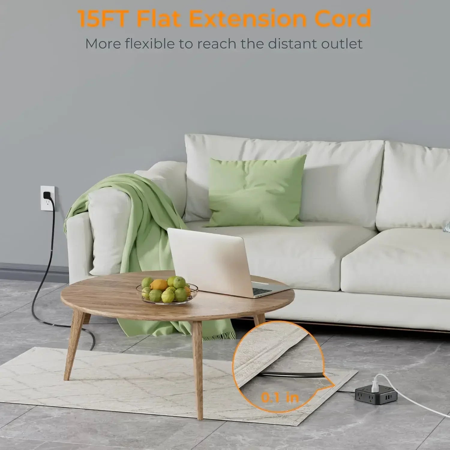 Ultra Thin Flat Plug Power Strip