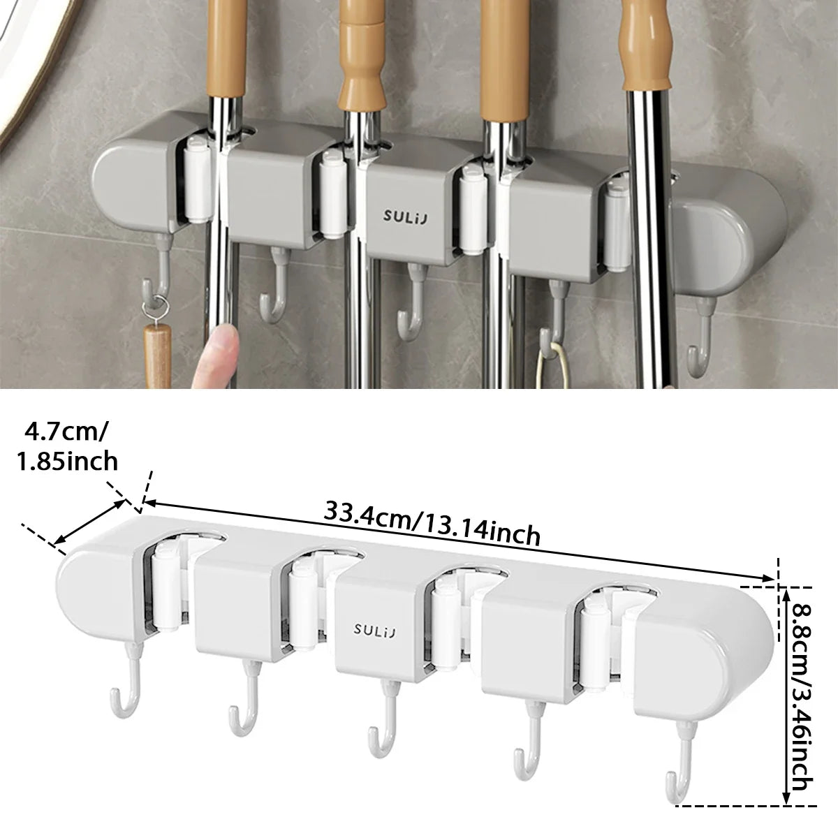 Mop Holder with Hooks