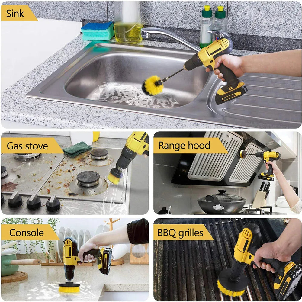 Drill Brush Attachment Set