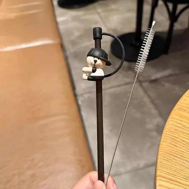 Cute Bear Silicone Straw Cover Caps