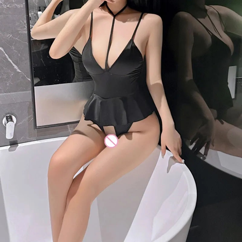 V-open tight chest sexy lingеrie set