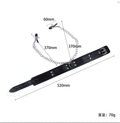 Leather Neck Collar Nipple Clamp