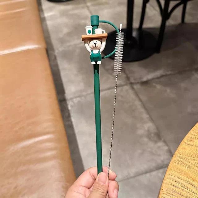 Cute Bear Silicone Straw Cover Caps