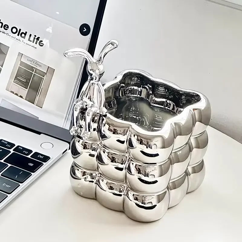 Decorative ceramic storage bowl