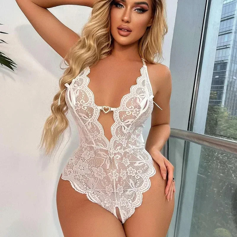 Erotic   Crotchless Lingerie Set