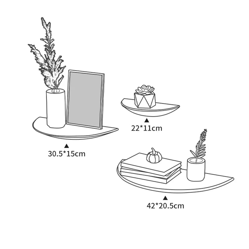 Semicircle Wooden Wall Shelf
